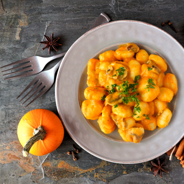 Bacon and pumpkin gnocchi