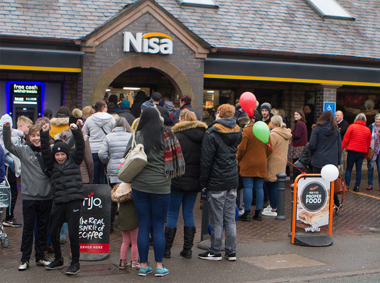 Nisa Brownedge store opening with front of store and fascia