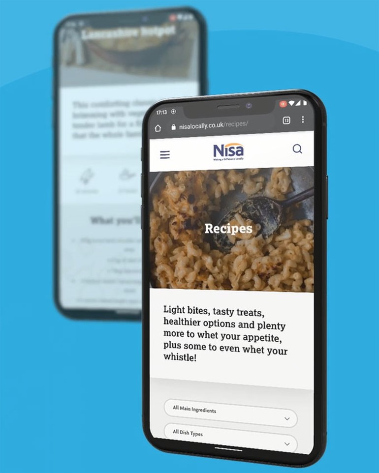 Surfing for success on new Nisa website recipe on mobile device
