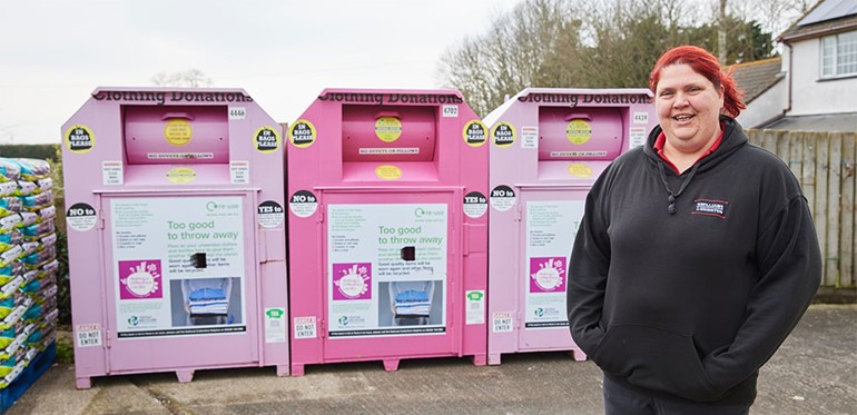 Making a Difference Locally sustainability initiative raises over £11k for good causes Listing Clothing bins with Nisa colleague