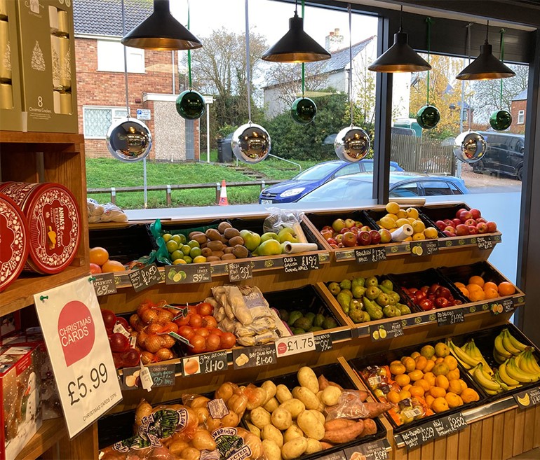 Refurbished Rothley reaps rewards for respected retailers In store with fresh produce in wooden feature