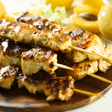 African apricot chicken kebabs