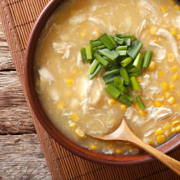 Curried sweetcorn soup with chicken