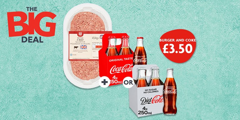 Nisa’s Big Deal offers a bargain on beer and burgers for the big match Co-op burger and Coca Cola