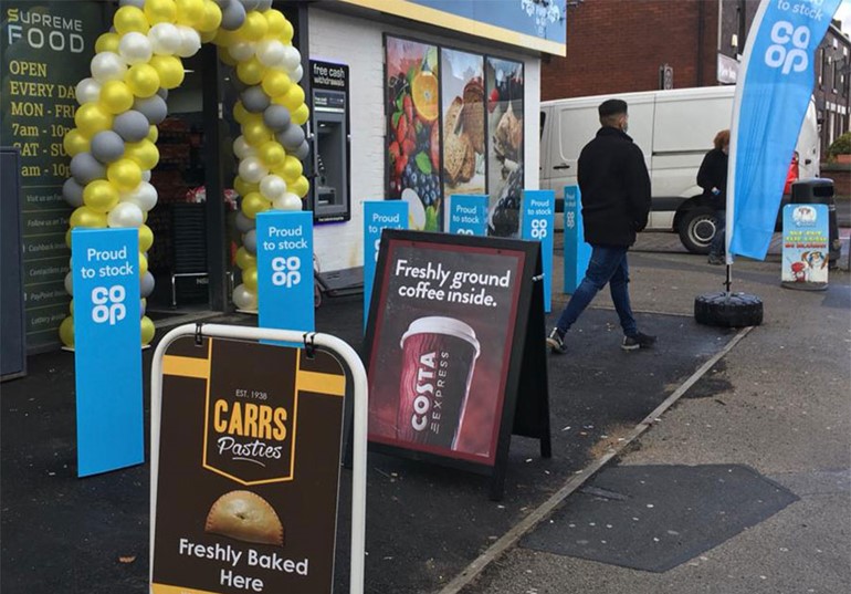 Extended Bolton store has the kerb appeal front of store Co-op point of sale