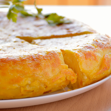 Potato, spring onion and cheese frittata