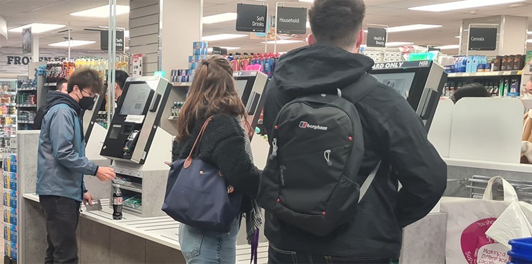 York Nisa store putting shopper safety first with self-checkouts Customers checking out at self serve tills