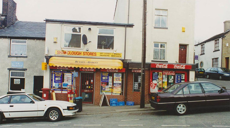 Celebrating 30 years at Shawclough Stores front of store fascia original