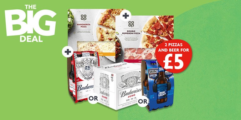 Nisa’s popular Big Deal is back Co-op Pizza and Budweiser