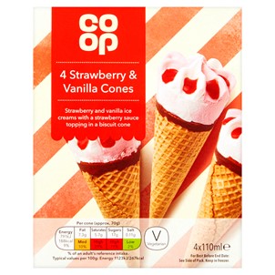 Co-op Strawberry & Vanilla Cones