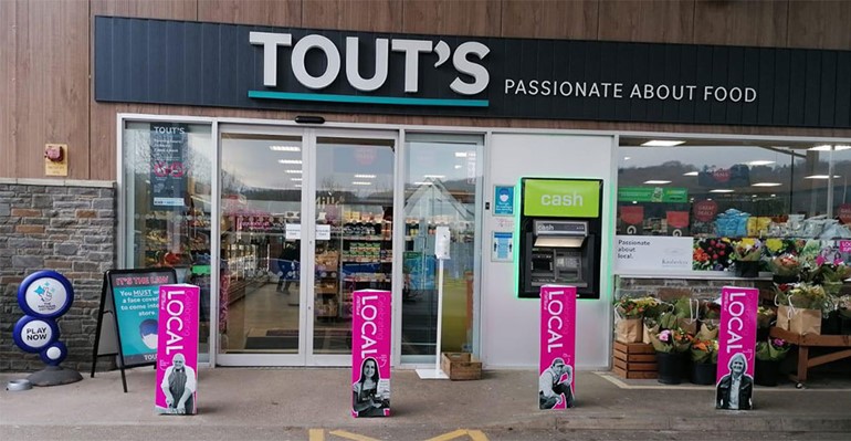 TOUT’S turns pink to celebrate local producers front of store fascia