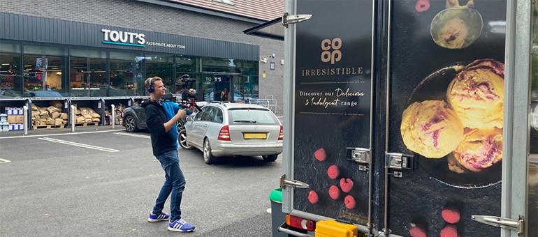 Introducing Co-op Irresistible to Cleeve Co-op food truck with video film maker
