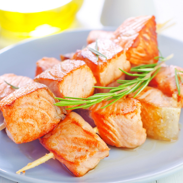 Spiced salmon kebabs